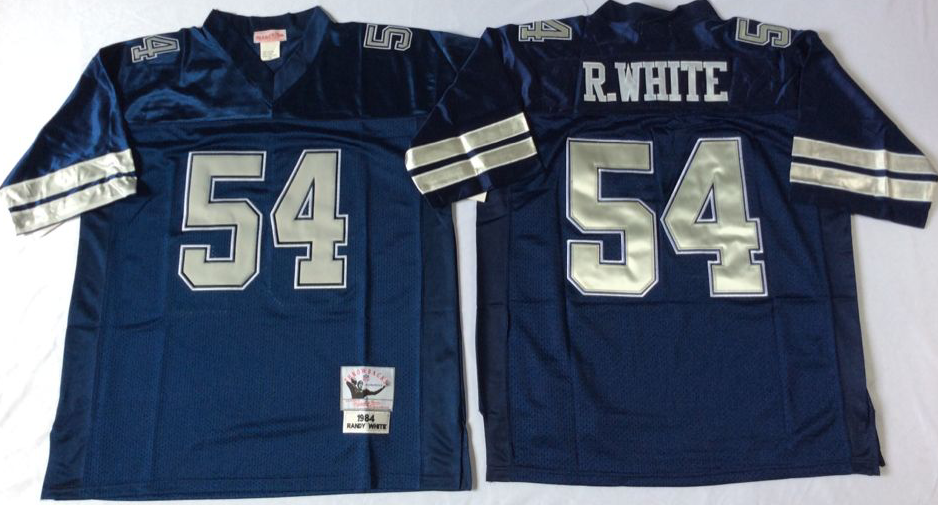 Men NFL Dallas Cowboys 54 R White blue Mitchell Ness jerseys